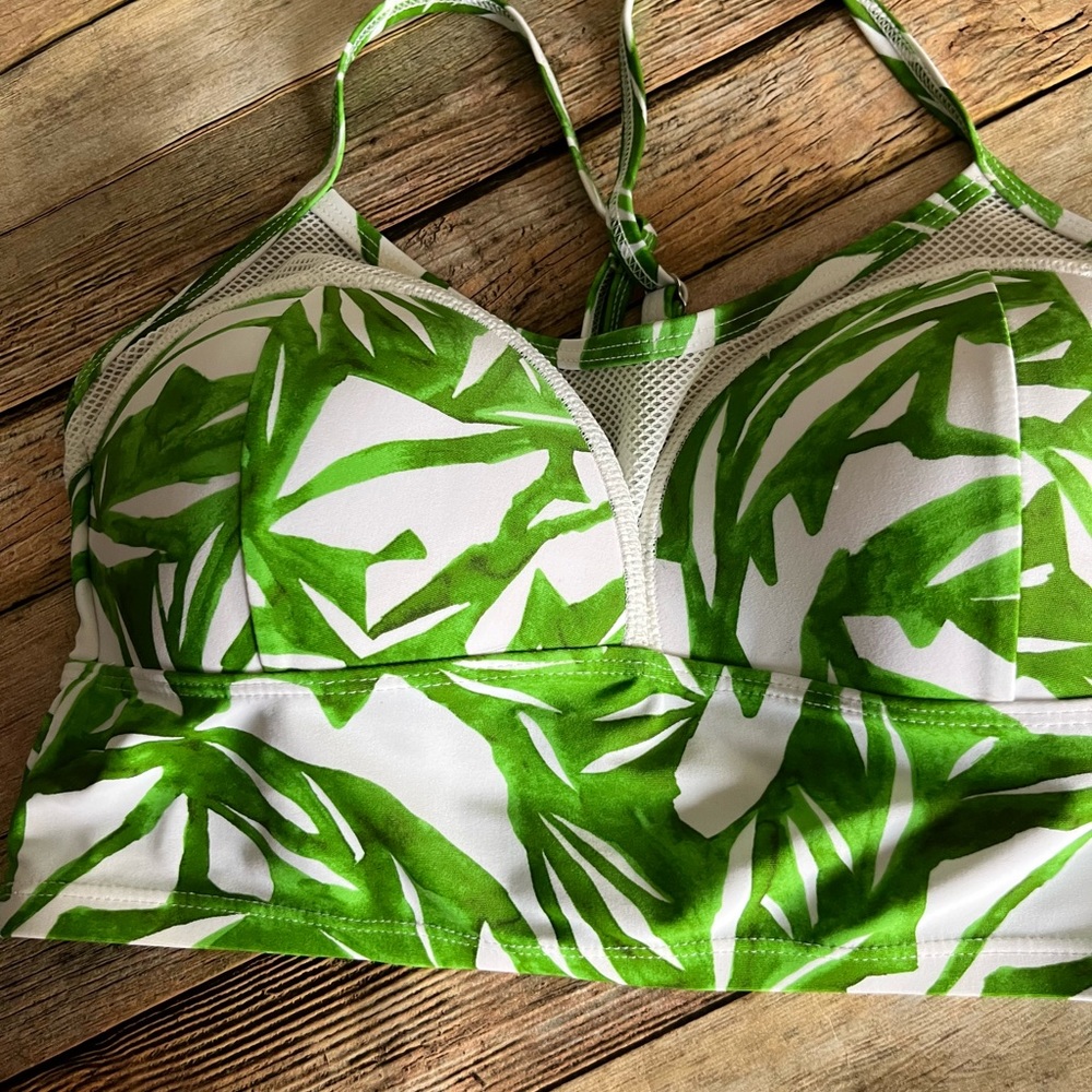 Athleta Leaf Rainforest Bralette Bikini Top with Mesh Details - Picture 9 of 10